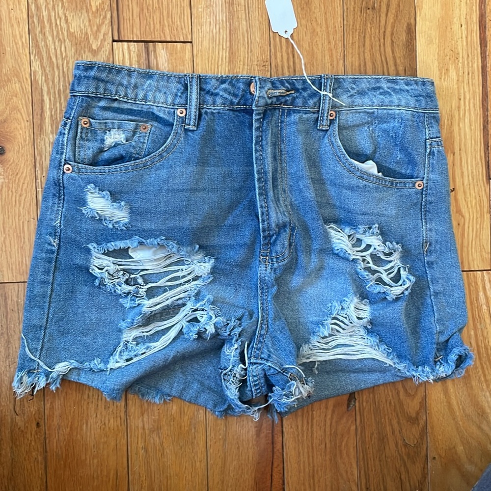 Ripped jean shorts